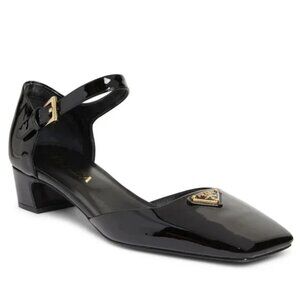BNIB PRADA Modellerie Logo D'Orsay Square Toe Ankle Strap D'Orsay Pumps Heels